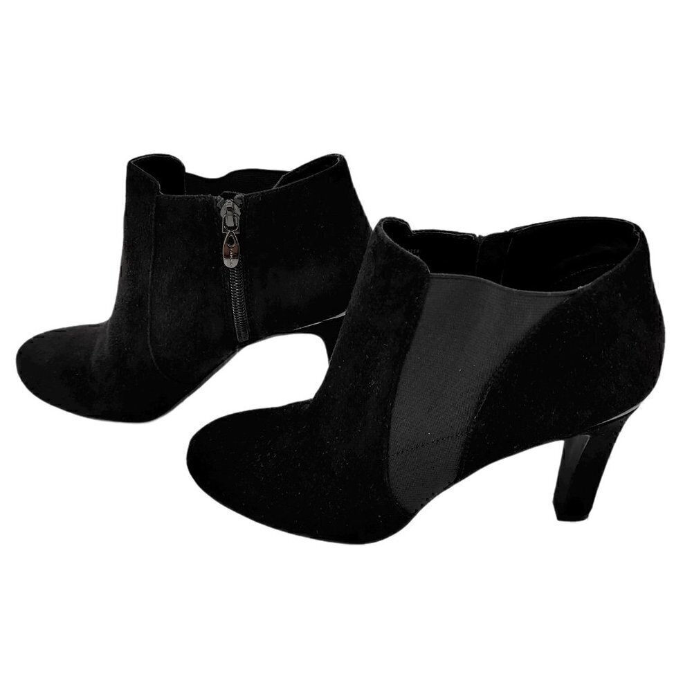 TAHARI Suzi Black Suede Side Zip Ankle Booties 8.5 - Picture 3 of 7
